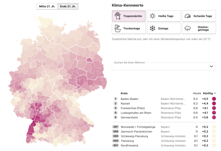 Screenshot Klimaausblicke interaktiv Berliner Morgenpost